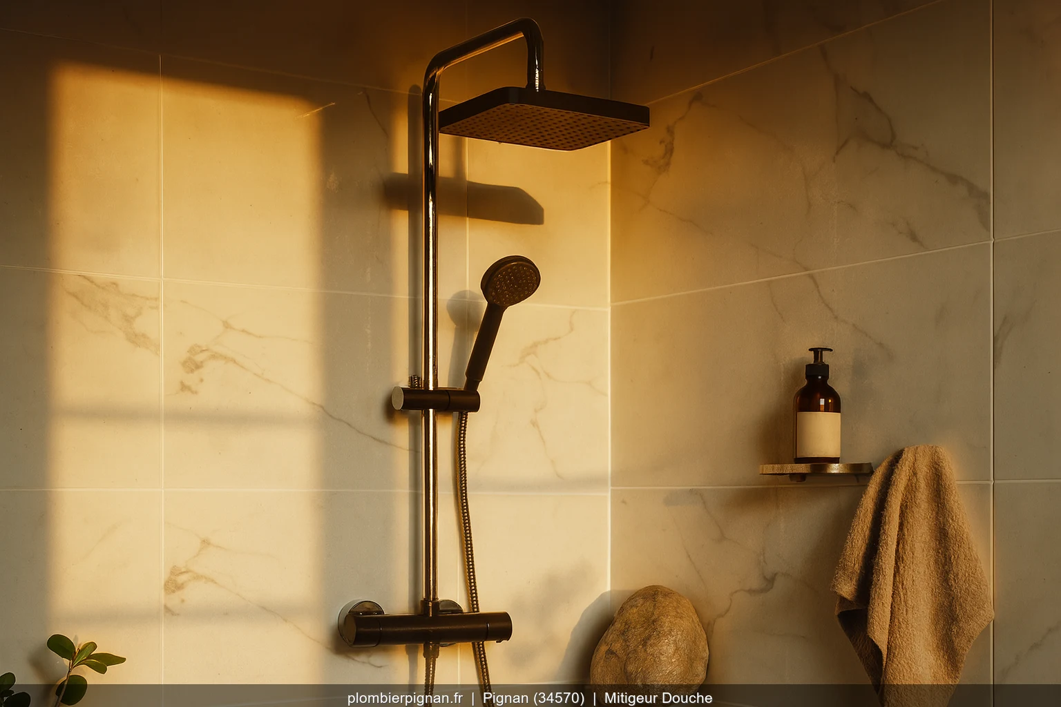 Pose mitigeur thermostatique douche Hansgrohe Ecostat a Pignan (34570)