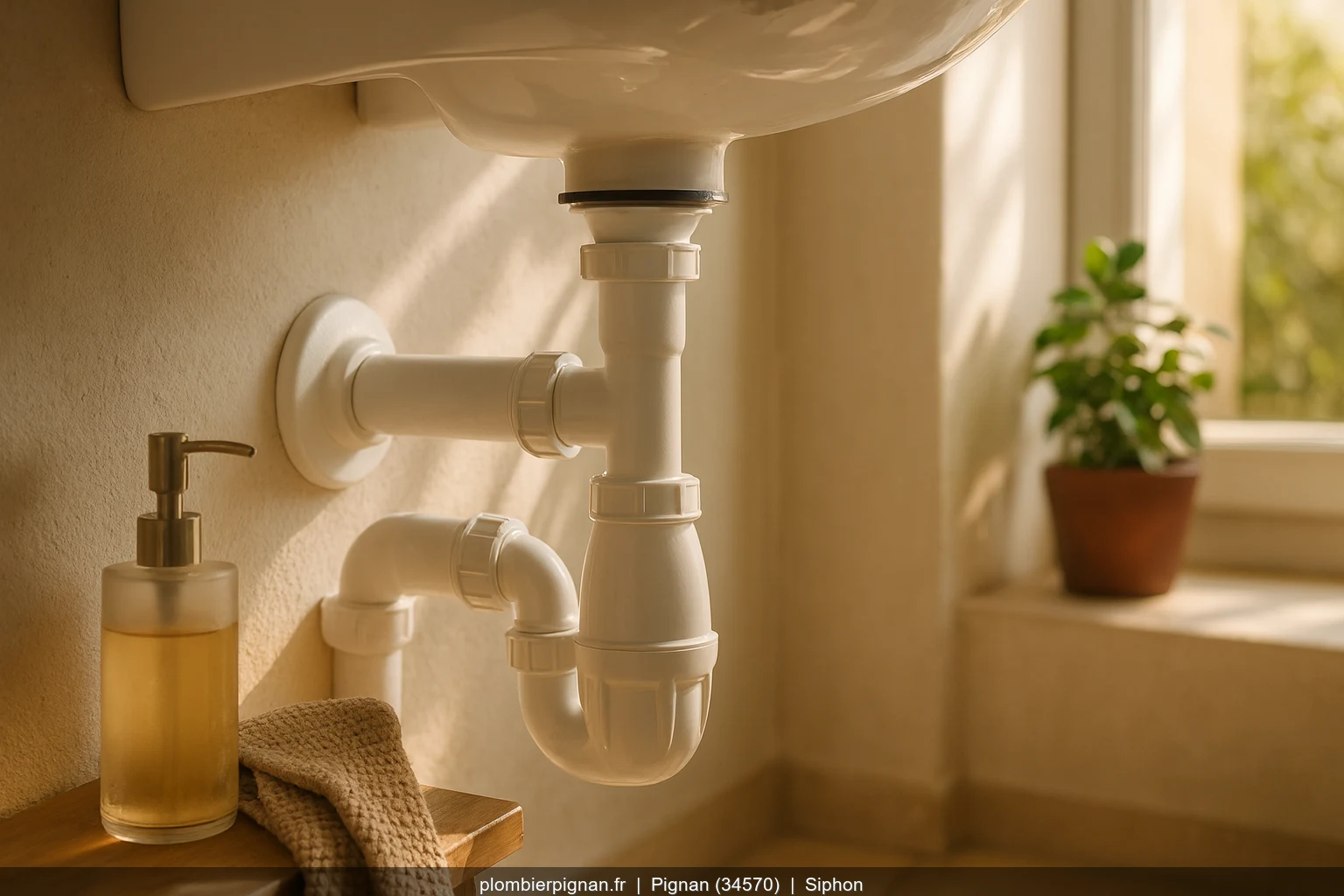 Remplacement siphon sous lavabo par plombier a Pignan (34570)