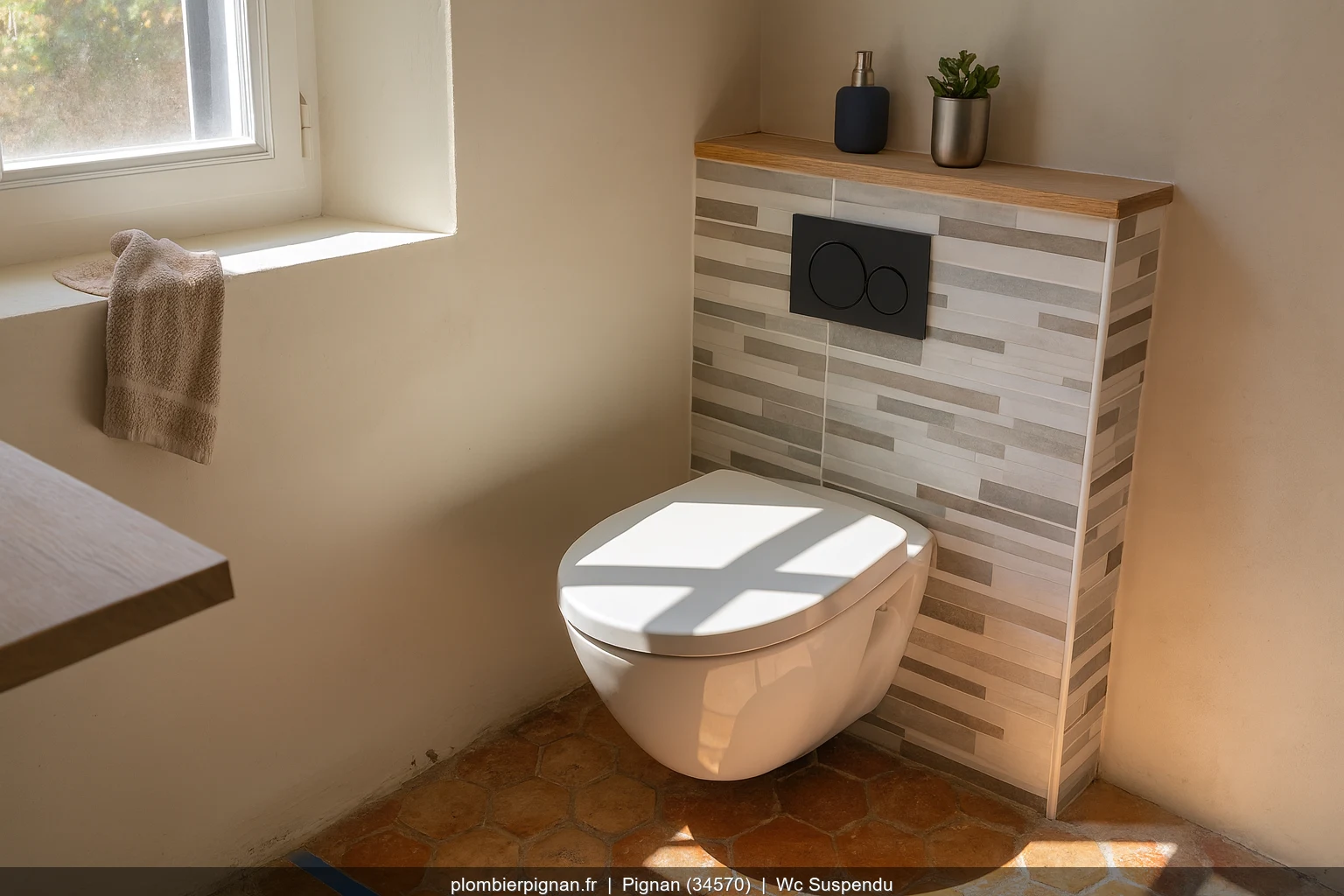 Pose WC suspendu Geberit Duofix par plombier a Pignan (34570)